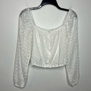 Heatherly cropped lace top long sleeve white size small